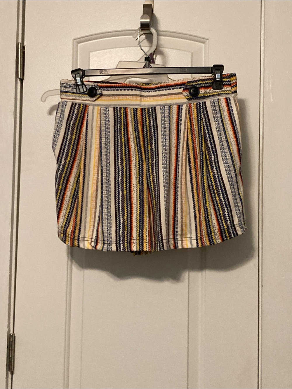 Robert Louis Striped Multicolor Mini Shorts - Navy, Yellow, Red